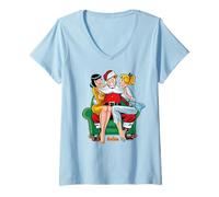 Donna Archie Comics Betty Veronica Santa Clause Christmas Vintage Maglietta con Collo a V