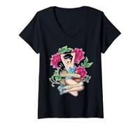 Donna Archie Comics Veronica Lodge Tattoo Rose Maglietta con Collo a V