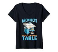 Donna Architects Do It On The Table Scherzo dell'architettura Maglietta con Collo a V