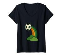 Donna Arcobaleno Calcio Irlandese San Patrizio Design Maglietta con Collo a V