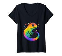 Donna Arcobaleno Gecko Colorburst Spirit Maglietta con Collo a V
