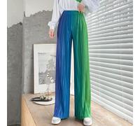 Donna Arcobaleno Gradiente Finta Seta Pantaloni Pieghe Tinto a Nodi Gamba Larga