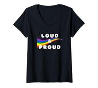 Donna Arcobaleno Loud & Proud per Il Mese dell'orgoglio per LGBTQI e alleati Maglietta con Collo a V