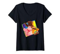 Donna Arcobaleno Zippy Bungle & George Wave Retro Maglietta con Collo a V