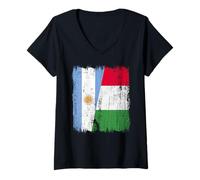 Donna Argentina Italia Mezza Bandiera Orgoglioso Argentino Italiano Orgoglio Maglietta con Collo a V