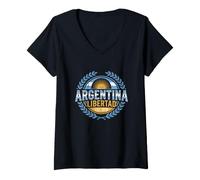Donna Argentina Libertad Heritage - Emblema Grafico sol de Mayo Maglietta con Collo a V