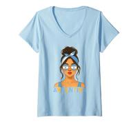 Donna Argentinian Girl Argentina Flag Argentinian Girlfriend Wife Maglietta con Collo a V