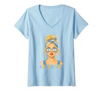 Donna Argentinian Girl Argentina Flag Argentinian Girlfriend Wife Maglietta con Collo a V