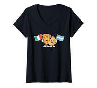 Donna Argentino Italiano Empanada Pizza Divertente Argentina Italia Maglietta con Collo a V