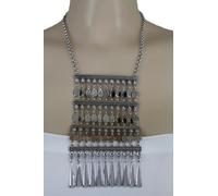 Donna Argento Antico Metallo Etnico Vintage Moda Gioielli Collana Acqua Goccia