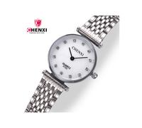 (Donna-argento bianco) CHENXI 072C Orologi da coppia di marca superiore, cinturino in acciaio di lusso,