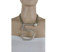 Donna Argento Metallo Catena Sexy Moda Bling Collana #5 Serpente Ciondolo Grande