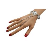 Donna Argento Metallo Mano Catena Braccialetto Anello Leone Moneta Medaglione