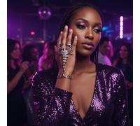 Donna Argento Metallo Scorpione Mano Catena Bracciale Anello Elastico Fascia Hip