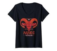 Donna Ariete Stagione Ram Head Zodiac Fire Sign Oroscopo Astrologia Maglietta con Collo a V
