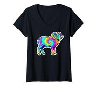 Donna Ariete The RAM Tie Dye, Multicolore RAM, Oroscopo colorato Maglietta con Collo a V