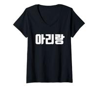 Donna Arirang nella canzone popolare coreana della canzone tradizionale Hangul Kdrama Maglietta con Collo a V