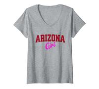Donna Arizona Girl, Vintage Varsity Print Women Teen Girls Tween Maglietta con Collo a V
