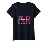 Donna Arkansas Arkansas - Pallone da Softball con Leopardo Rosa Maglietta con Collo a V