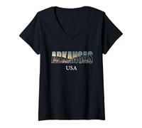 Donna Arkansas State Arkansas USA Effetto raro Capitale di Maglietta con Collo a V