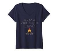 Donna Arma Virumque Cano Virgilio Eneide T-Shirt Maglietta con Collo a V