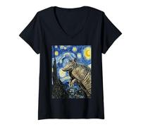 Donna Armadillo Van Gogh Notte Stellata Pittura Artistica Maglietta con Collo a V