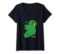 Donna Armagh Irlanda Northern County Mappa di Viaggio Irlandese Maglietta con Collo a V