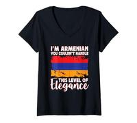 Donna Armenia Flag Proud Elegant Armenian Boyfriend Girlfriend Maglietta con Collo a V