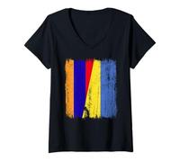 Donna Armenia Ucraina Mezza Bandiera Patrimonio ucraino armeno Maglietta con Collo a V