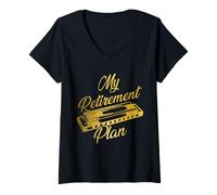 Donna Armonica Suonatore Piano di pensionamento Blues Musica Armonicista Maglietta con Collo a V