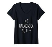 Donna Armonica Uomo Donna Bambini Musica Blues Folk Instrument Player Maglietta con Collo a V