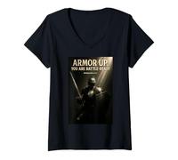 Donna Armor Up BattleChristian Design Efesini 613 Maglietta con Collo a V