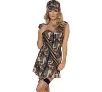 Donna Army Girl Costume da Soldato Mimetico Abito E Cappello By Smiffys