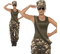 Donna Army Girl Costume Mimetico Cachi Soldato Uniforme Costume Donna