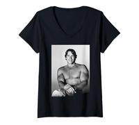 Donna Arnold Schwarzenegger Pumping Iron Attore Bodybuilder 1977 Maglietta con Collo a V