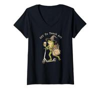 Donna Art Teacher Rana Frog Toad Maglietta con Collo a V