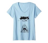 Donna Arte Classica di Swim Attack del Film Jaws Shark Maglietta con Collo a V