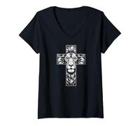 Donna Arte Cristiana della Croce Maglietta con Collo a V