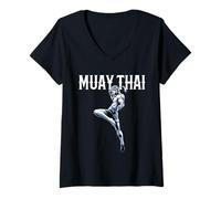 Donna Arte del Combattimento Muay Thai Maglietta con Collo a V