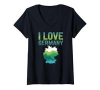 Donna Arte della Mappa naturalistica panoramica I Love Germany Maglietta con Collo a V