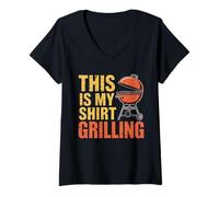 Donna Arte grilletta divertente per uomini, donne, carne barbecue, Maglietta con Collo a V