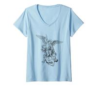 Donna Arte iconica di San Michele Arcangelo per Gli Amanti della Protezione Maglietta con Collo a V