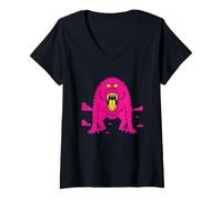 Donna Arte minima del babbuino rosa arrabbiato, Babbuini d'amore Maglietta con Collo a V