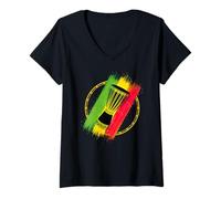 Donna Arte per Orgoglio Djembe e Batteria Africana o Reggae Musica Maglietta con Collo a V