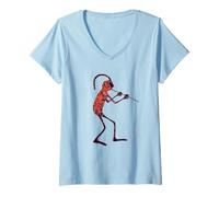 Donna Arte rupestre Originale di Kokopelli Maglietta con Collo a V