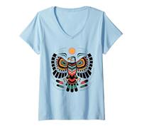 Donna Arte Tribale dei nativi Americani Thunderbird Maglietta con Collo a V