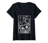 Donna Arte Urbana retrò Meow Gang Thug Cats Scratch Life Maglietta con Collo a V