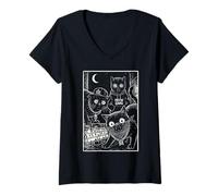 Donna Arte Urbana retrò Meow Gang Thug Cats Scratch Life Maglietta con Collo a V