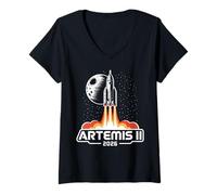 Donna Artemide II Ritorno alla Luna 2026 Maglietta con Collo a V