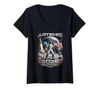 Donna Artemis 2026 Ritorno alla Luna Maglietta con Collo a V